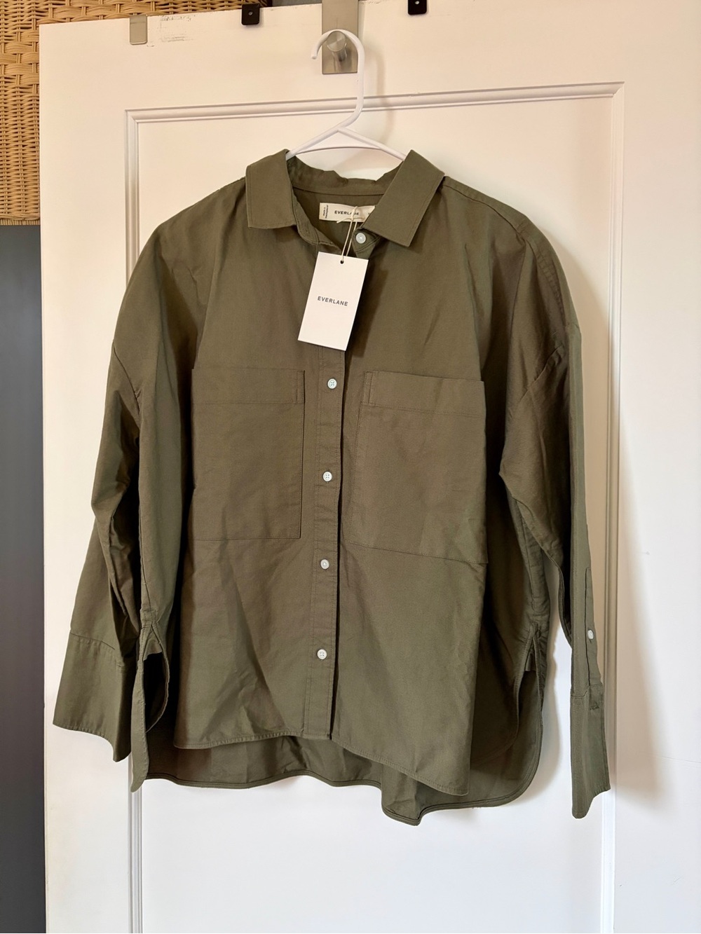 Everlane Olive Green Utility Button-Down Shirt - NWT - Picture 2 of 8